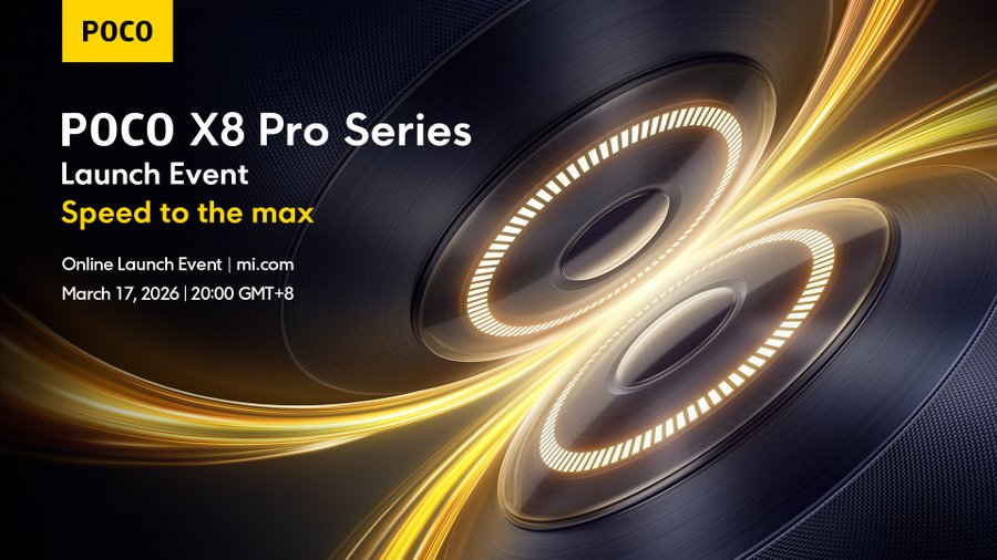 POCO X8 Pro Series global launch teaser showing upcoming POCO smartphone design and launch date