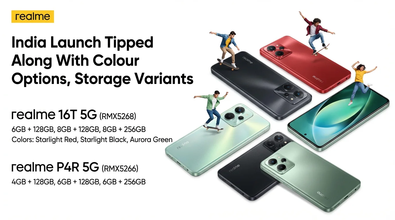 Realme 16T 5G and Realme P4R 5G leak