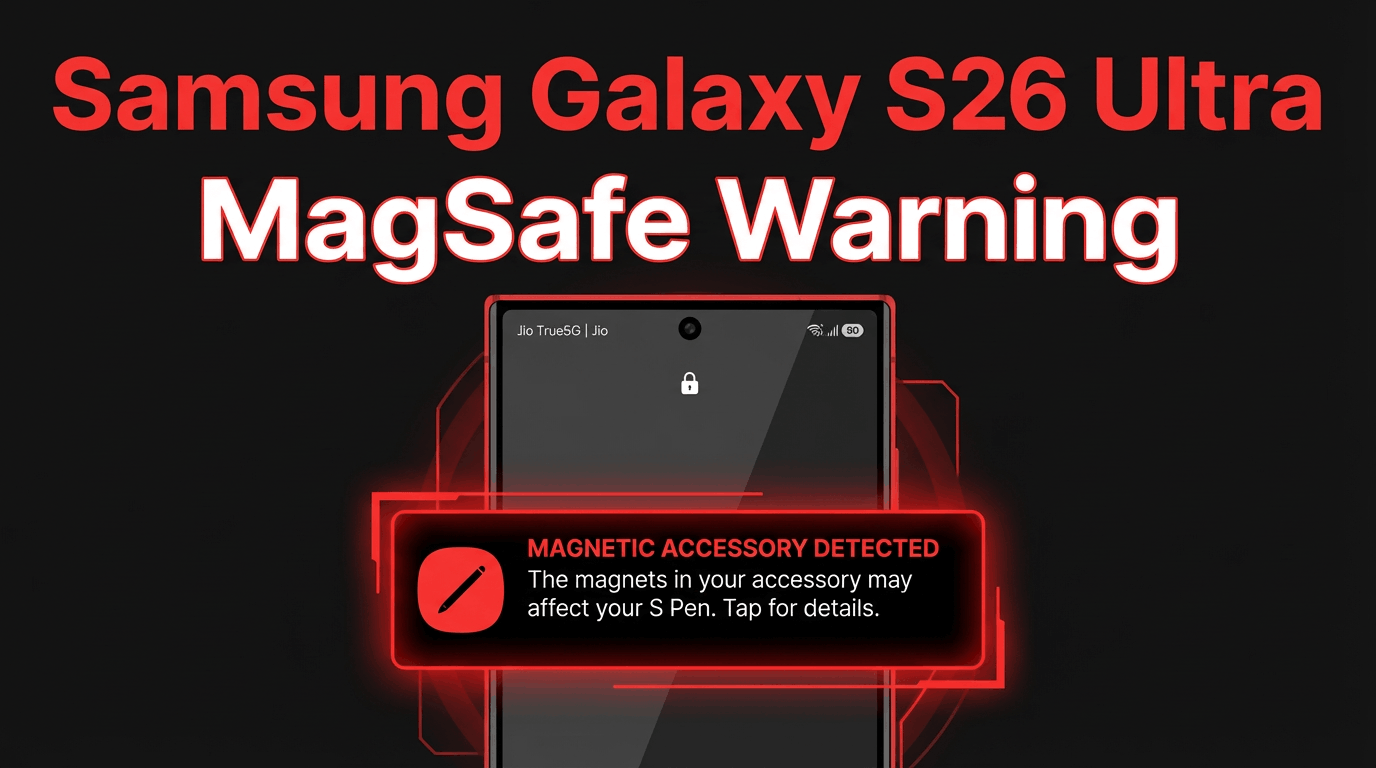 Samsung Galaxy S26 Ultra warning about magnetic MagSafe cases affecting S Pen